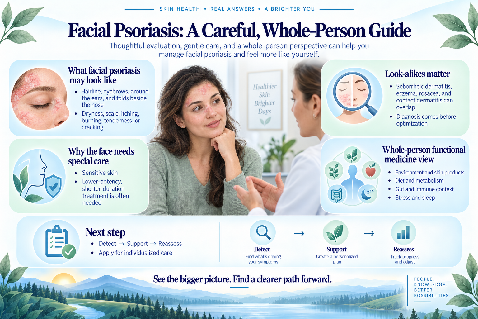 People with facial psoriasis discussing individualized care