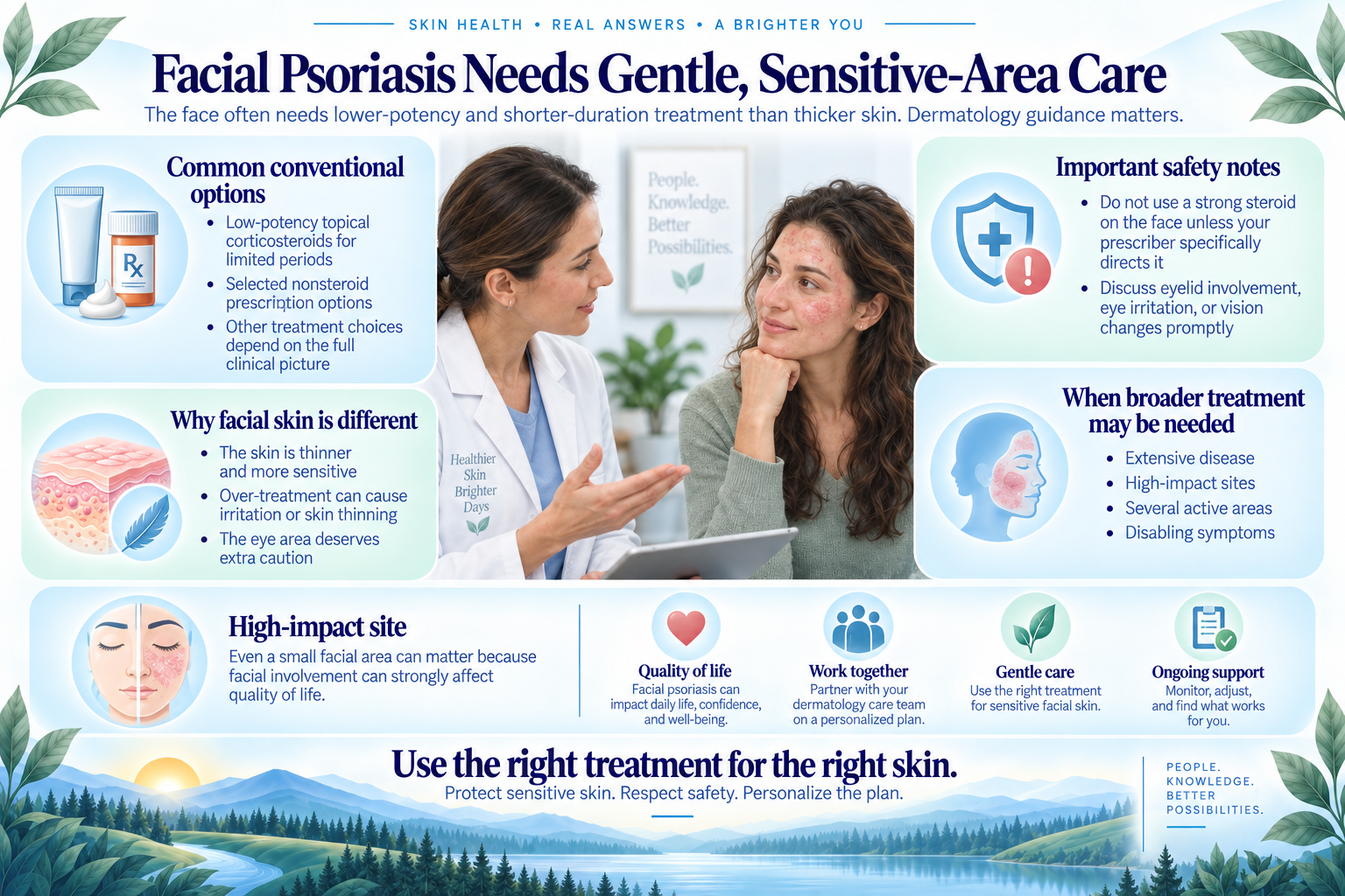 Sensitive-area facial psoriasis care with dermatologist-directed topical treatment