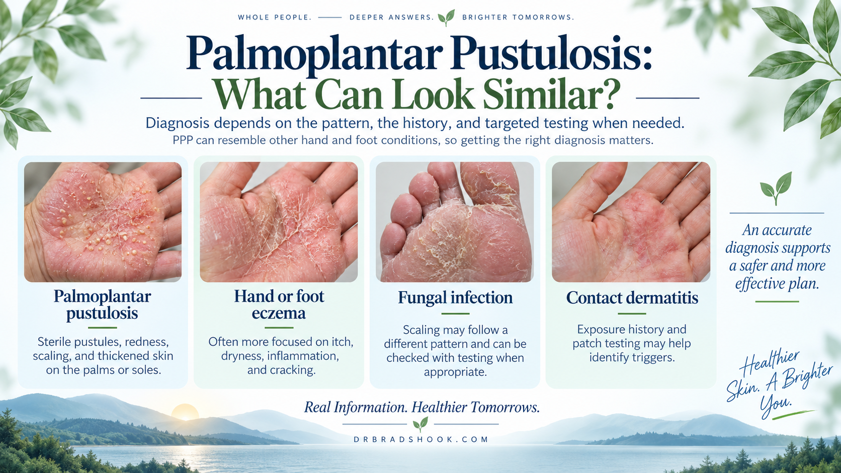 Clinical comparison of palmoplantar pustulosis with eczema, fungal infection, and contact dermatitis