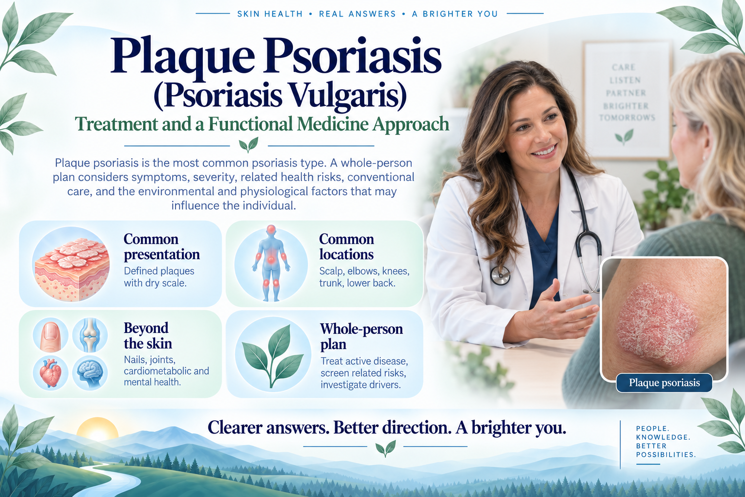 Person discussing plaque psoriasis and whole-person care