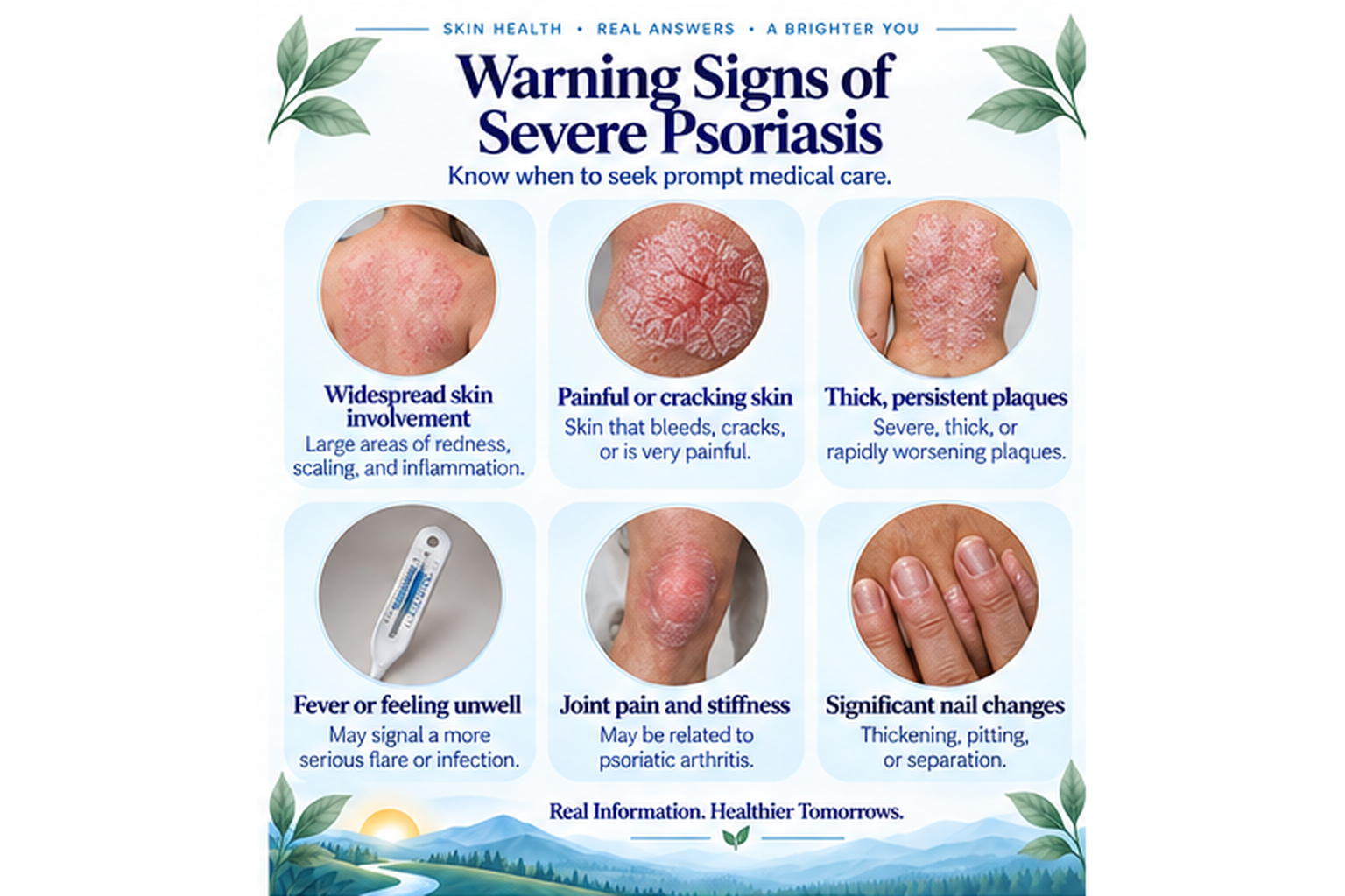 Urgent warning signs for erythrodermic or generalized pustular psoriasis