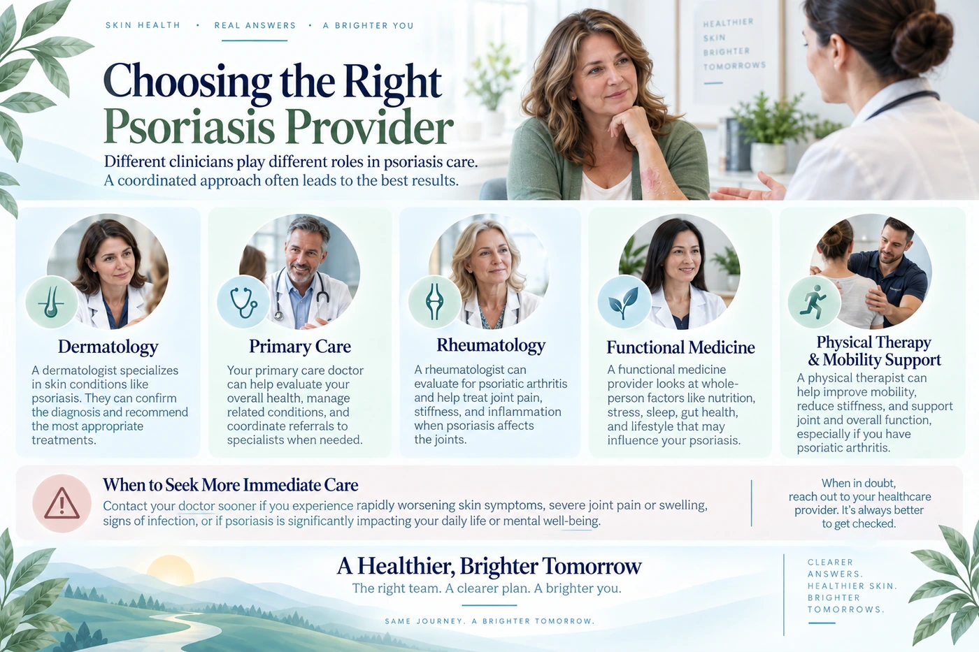 Comparison of psoriasis provider roles, referral needs, and urgent situations