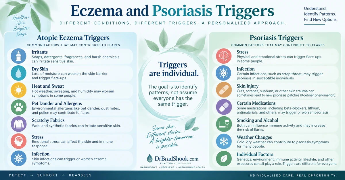 Comparison of common atopic eczema triggers and psoriasis triggers