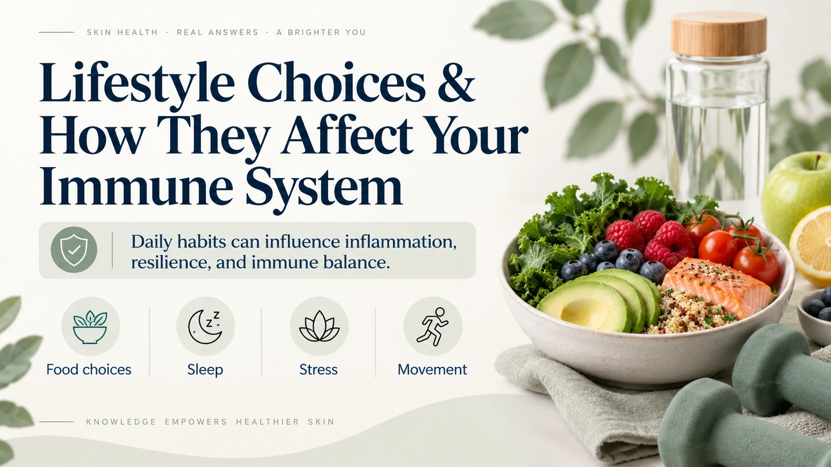 Lifestyle factors such as stress, sleep, nutrition, smoking, alcohol, and physical activity can influence overall health and psoriasis flare patterns.