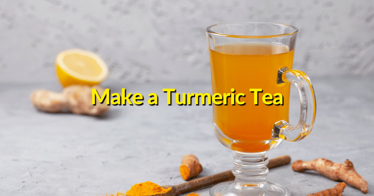 Add ground turmeric to heated water and optional sweetener and/or ginger or black pepper to benefit from the healing spice. 