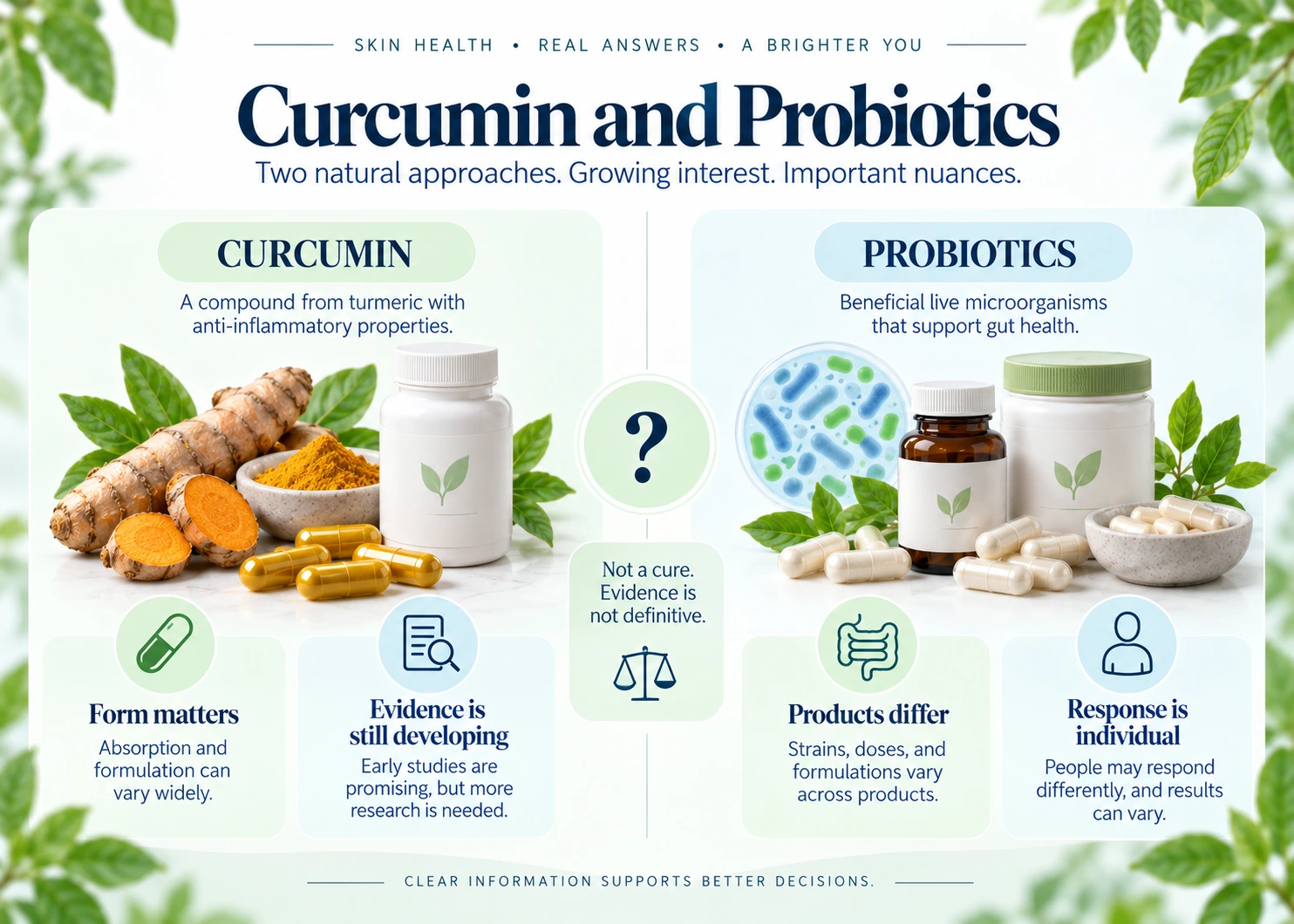 Curcumin and probiotic evidence pathways with uncertainty labels