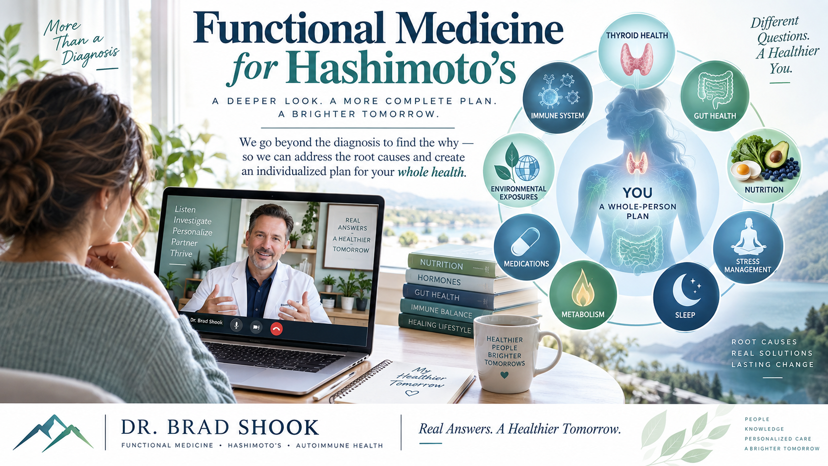 Dr. Shook discussing an individualized Hashimoto's plan during a remote consultation