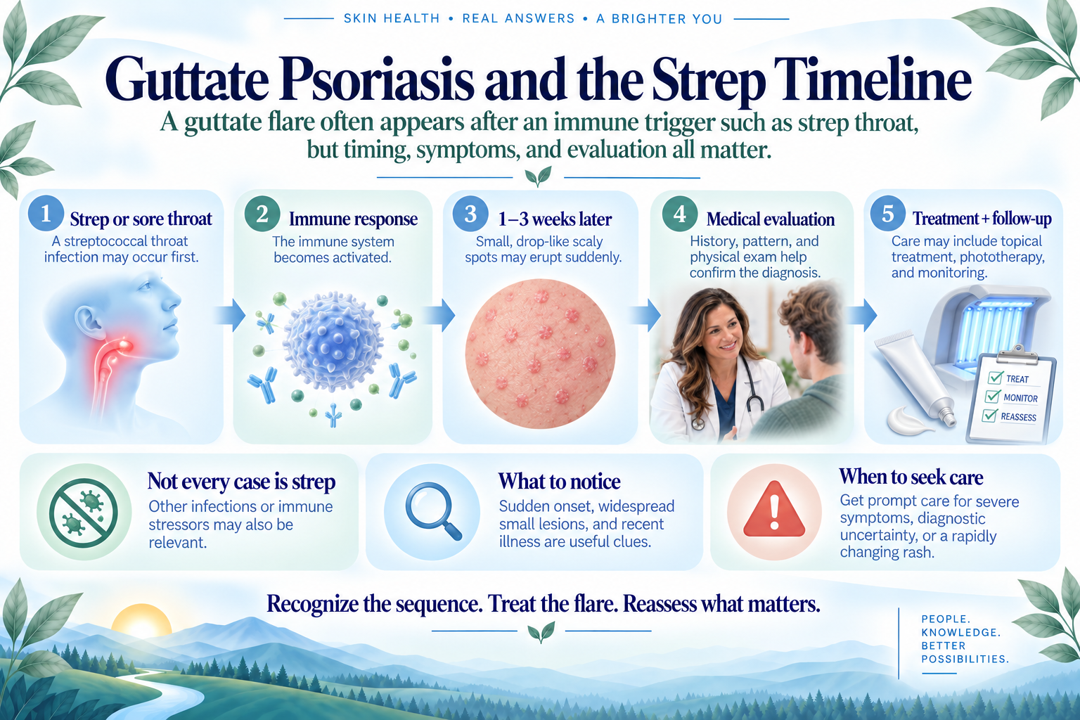 Timeline from streptococcal infection to a sudden guttate psoriasis flare and clinical evaluation