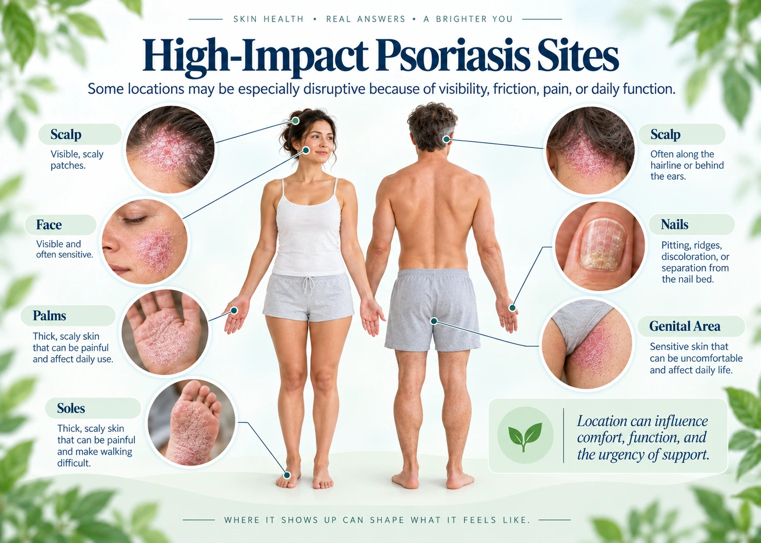 Scalp, nail, face, genital, palm, and sole psoriasis as high-impact locations