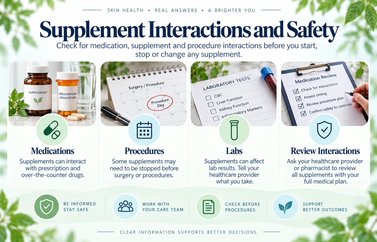 Supplement medication and surgery interaction checklist