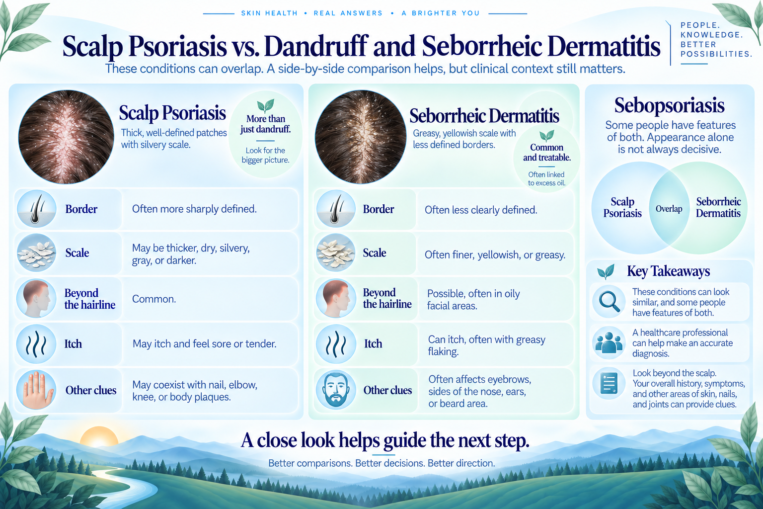 Educational comparison of scalp psoriasis and seborrheic dermatitis